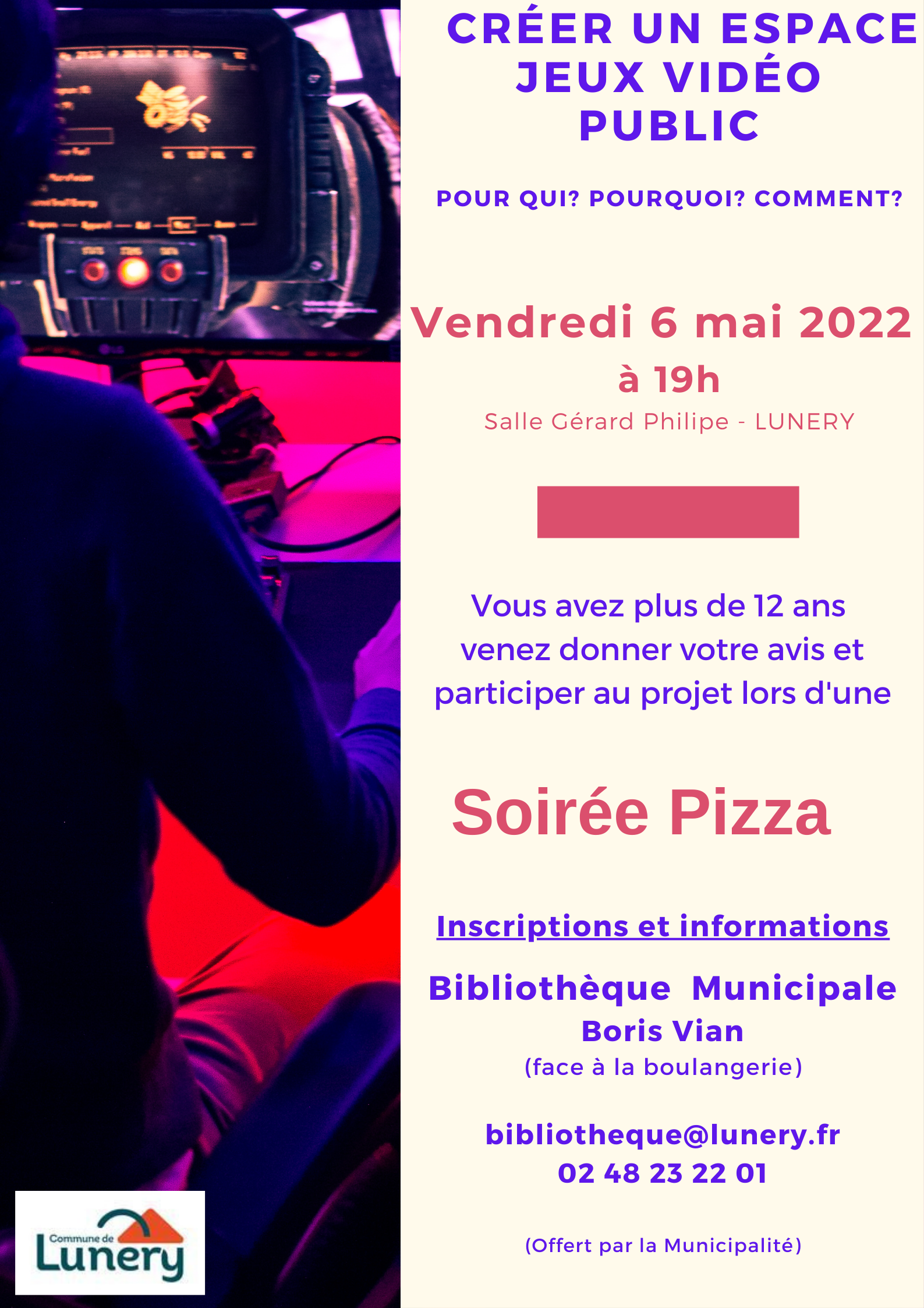 Affiche reunion jeux videos pizza 6 mai 2022