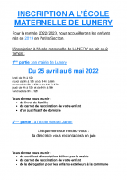 inscription en maternelle rentrée 2022-2023