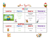 Menus du 10 au 14 04