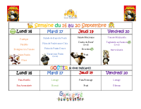 Menu du 16 au 20 09