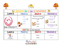 Menu du 11 au 15 11