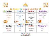 Menu du 18 au 22 11