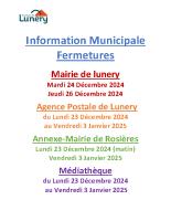 Fermetures Noël 2024