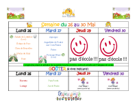 Menu du 26 au 30 05