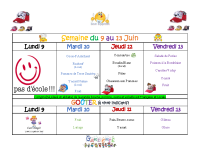 Menu du 9 au 13 06