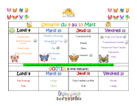 Menus du 9 au 13 mars 2026