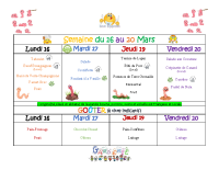 Menus du 16 au 20 mars 2026