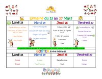 Menus du 23 au 27 mars 2026