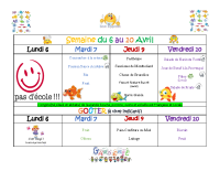 Menus du 6 au 10 avril 2026