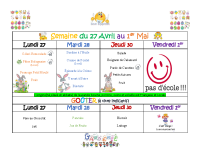 Menus du 27 avril au 1 mai 2026